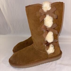 Koolaburra By UGG Victoria Tall Boots Womens 10 Chestnut Embellished Shearling